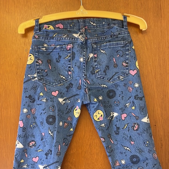 Kids 9/10 Jeans Leggings graffiti emoji print denim - Picture 7 of 7